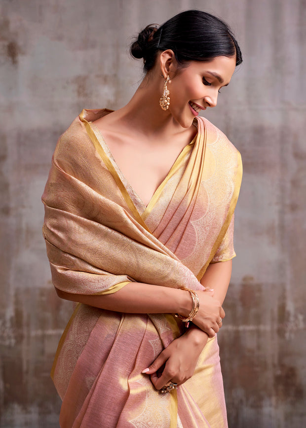 Delight Pink Woven Tissue Silk Saree