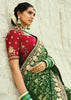 Pine Green Woven Georgette Bandhej Designer Saree