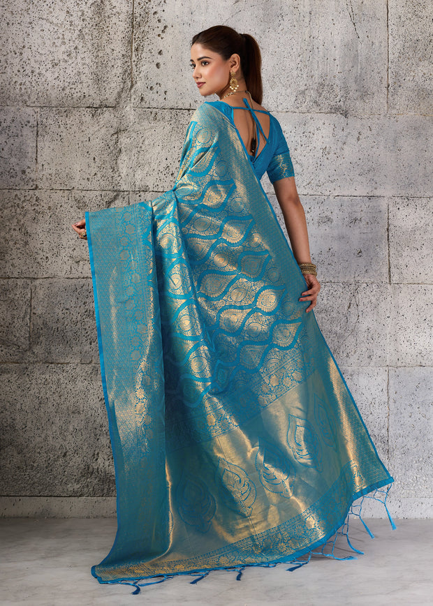 Blue Woven Kanjivaram Silk Saree
