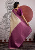 Purple Border Ivory Woven Banarasi Silk Saree