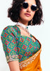 Peel Orange Designer Embroidered Tissue Saree