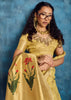 Pastel Yellow Woven Paithani Tissue Silk Saree