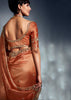 Apricot Orange Designer Silk Saree