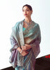 Aqua Blue Embroidered Designer Tissue Saree