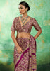 Purple Printed Satin Silk Saree