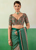 Hunter Green Printed Satin Silk Saree