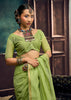 Pistachio Green Woven Cotton Silk Saree