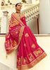Raspberry Pink Woven Banarasi Designer Silk Saree With Contrast Blouse