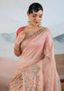 Peach Pink Woven Tissue Silk Saree