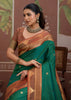 Hunter Green Woven Tussar Silk Saree