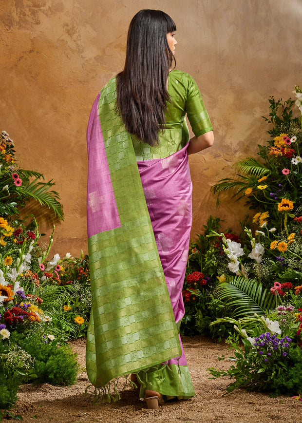 Purple Woven Cotton Silk Saree