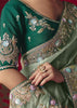 Antique Green Designer Embroidered Saree