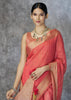 Coral Peach Woven Cotton Saree