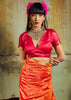 Sunset Orange Banarasi Tusser Silk Saree