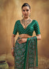 Bottle Green Printed Satin Silk Saree