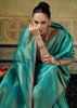 Teal Green Woven Banarasi Silk Saree