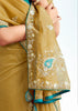 Faded Yellow Embroidered Designer Tissue Saree