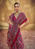 Beet Red Printed Satin Silk Saree