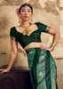 Teal Green Rangkat Satin Silk Saree