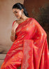 Sunrise Orange Woven Banarasi Silk Saree