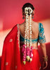 Crimson Red Embroidered Soft Silk Saree With Contrast Blouse