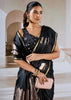 Jet Black Banarasi Satin Silk Saree