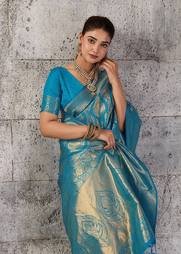 Blue Woven Kanjivaram Silk Saree
