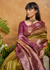 Mehndi Green Woven Banarasi Silk Saree