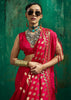 Bright Red Woven Banarasi Satin Silk Saree