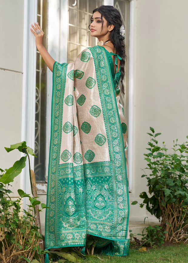 Mint Green Woven Banarasi Silk Saree