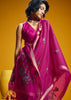 Fuchsia Pink Woven Munga Cotton Silk Saree