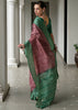 Earthy Brown & Green Printed Tussar SIlk Saree