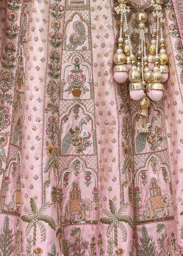 Blush Pink Heavy Embroidered Designer Lehenga