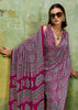 Plum Purple Printed Satin Silk Saree