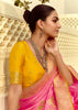 Bloom Pink Woven Banarasi Designer Silk Saree With Contrast Blouse