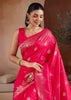 Hot Pink Woven Banarasi Silk Saree