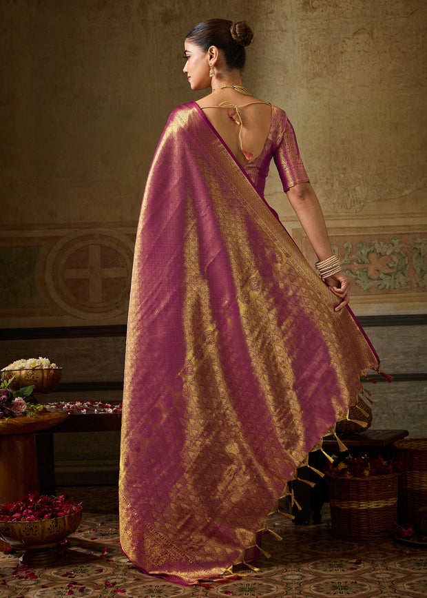 Dahlia Purple Woven Kanjivaram Silk Saree