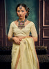 Cream Yellow Woven Cotton Silk Saree