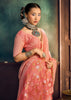 Peach Pink Woven Munga Cotton Silk Saree