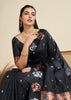 Ebony Black Woven Bronze Zari Paithani Silk Saree