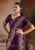 Dark Purple Woven Banarasi Silk Saree