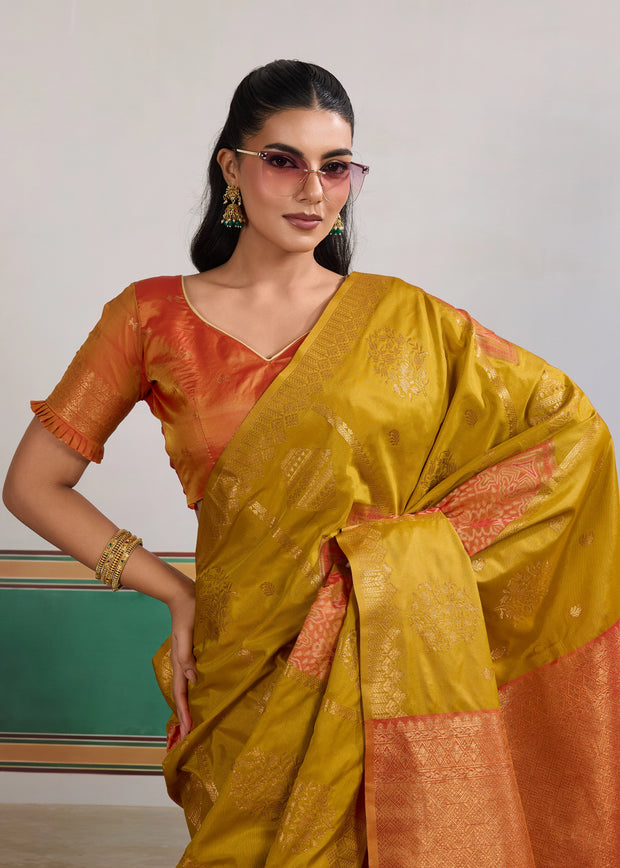 Apple Green Banarasi Silk Saree