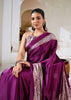 Wine Purple Printed Satin Silk Saree