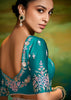 Fair Green Heavy Embroidered Designer Silk Saree With contrast Blouse