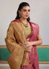 Mauve Pink Woven Tussar Silk Saree