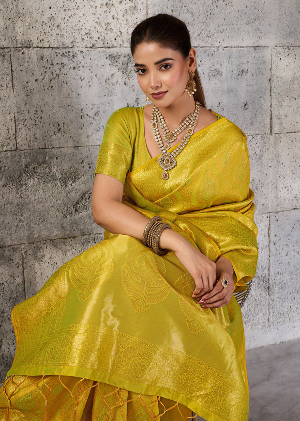 Yellow Woven Kanjivaram Silk Saree