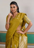 Olive Golden Woven Satin Silk Saree