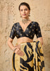 Classic Cream Printed Satin Silk Saree