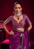 Phlox Purple Woven Banarasi Satin Linen Silk Saree