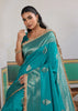River Blue Woven Banarasi Satin Silk Saree
